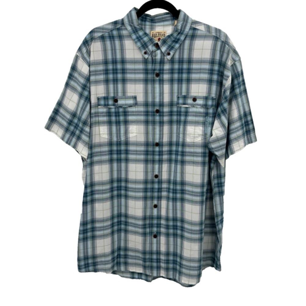 RedHead Blue Plaid Button Front Shirt Men XL Outdoorsy Casual Workwear Americana